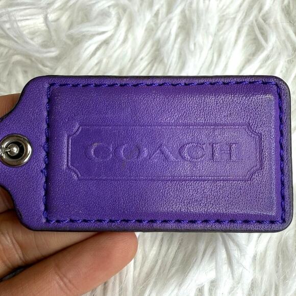 2.5" COACH Purple Fob Bag Charm Hang tag Hangtag - Picture 1 of 2